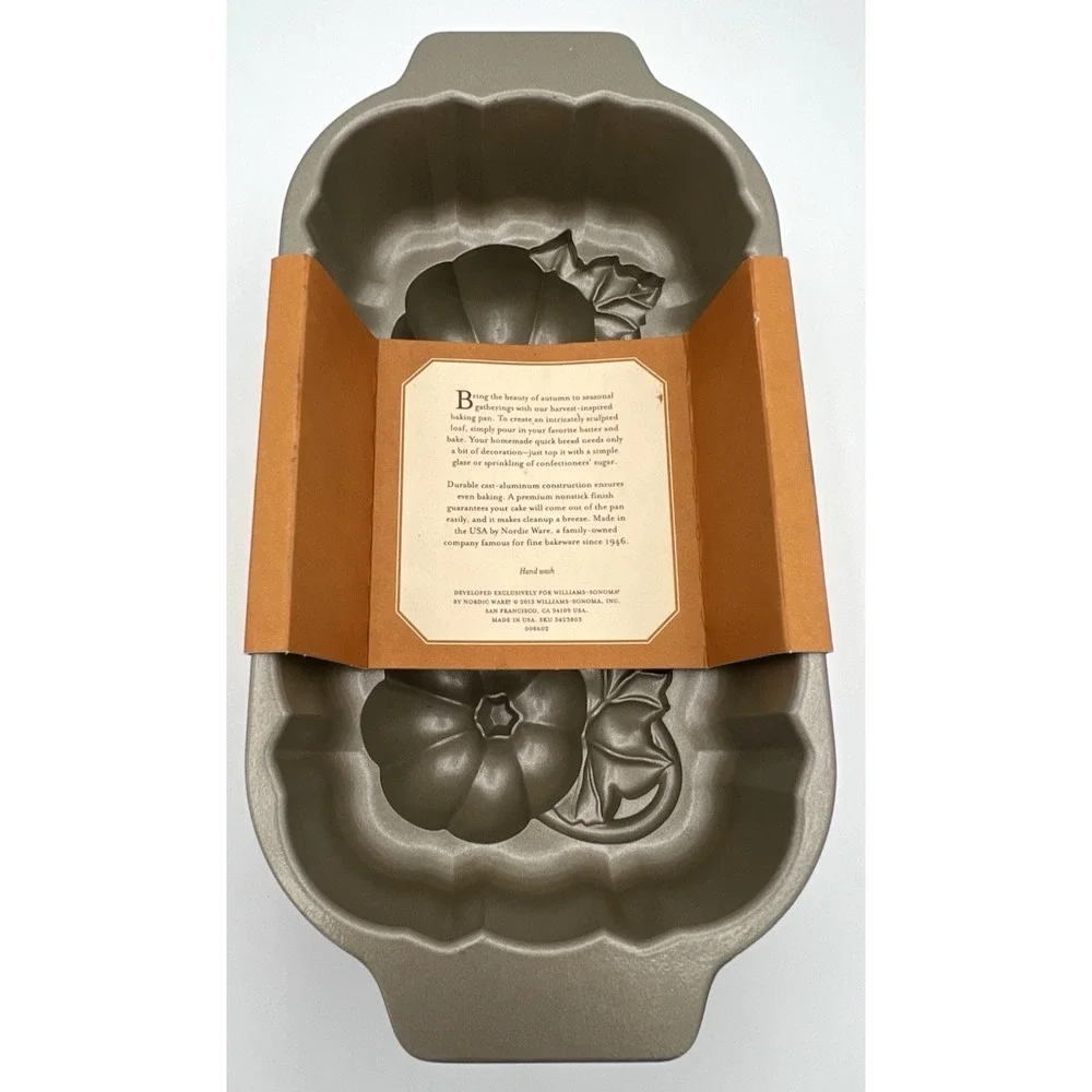 Nordic Ware 3D Botanical Pumpkin Loaf Pan 6 Cup Williams Sonoma 2013 USA New